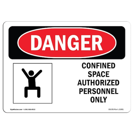OSHA Danger, Confined Space Authorized Personnel Only, 24in X 18in Rigid Plastic
